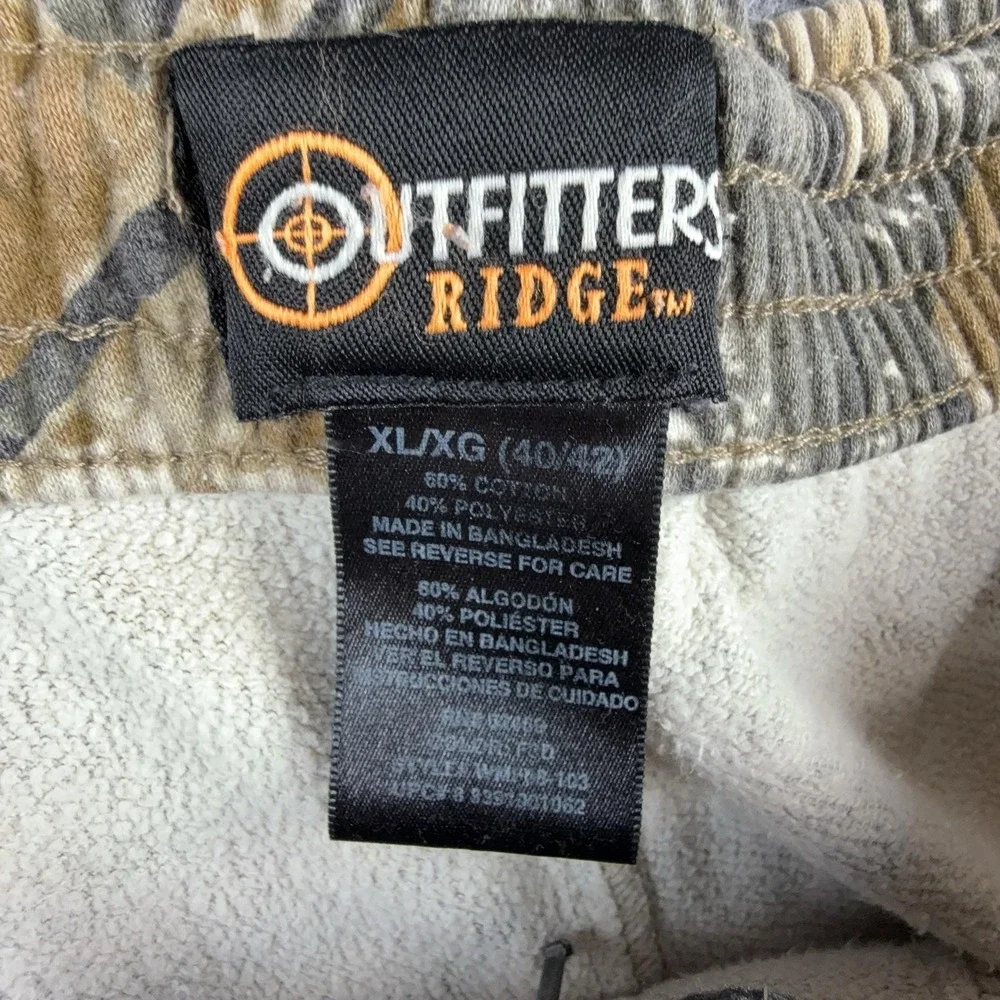 Outfitters Ridge Pants Mens XL Camo Sweatpants Elastic Waist Lined Hunting